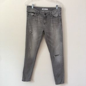 Zara Grey Distressed Side Zip Skinny Jeans Sz 8